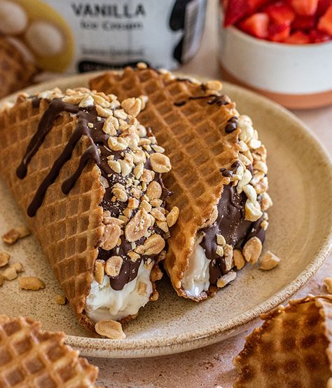 Homemade Choco Tacos | Heinen's Grocery Store Summer Tacos, Choco Taco, Dessert Taco, Ice Cream Shake, Homemade Ice Cream, Grad Party, Frozen Desserts, Frozen Treats, Photographing Food