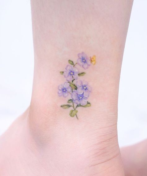 Periwinkle Flower Tattoo, Periwinkle Tattoo, Periwinkle Flower, Periwinkle Flowers, Korean Tattoos, Floral Tattoo Sleeve, Time Tattoos, Flower Tattoo Designs, Minimal Tattoo