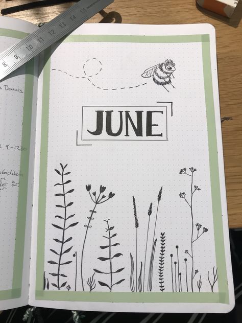 My june spread with a lot of inspo from Pinterest #bulletjournal #bujo #june #bulletjournalcollection Calendar Doodles, Planner Doodles, Bullet Journal Monthly Spread, Bullet Journal 2019, Writing School, Planner Tips, Diary Ideas, Bullet Journal Layout, Bullet Journal Inspo