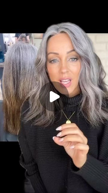 Cold Turkey Grey Hair, Best Colors To Wear With Salt And Pepper Hair, Growing Color Out Of Hair, Growing Out Your Gray Hair, Silver Transition Hair, Grey Hair Growing Out From Brown, Salt And Pepper Hair With Blonde Highlights, How To Grow Out Highlights, Natural Salt And Pepper Hair Women