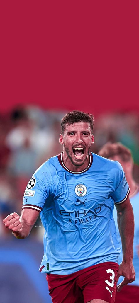 Manchester City's Ruben Dias scores & celebrates against Sevilla in UEFA Champions League Group Stage Round 1 Ruben Dias Man City, Ruben Dias Wallpaper, Ruben Dias, Portugal Soccer, City Pics, Manchester City Wallpaper, Football Players Images, Soccer Goal, Man City