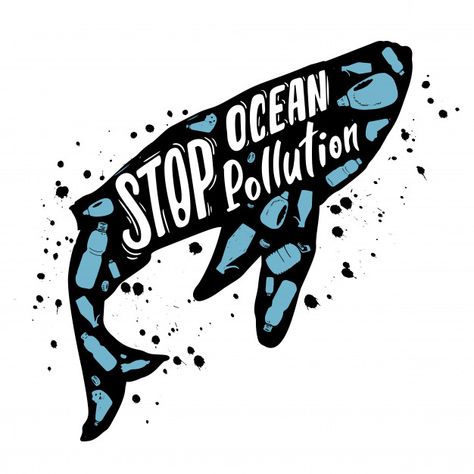 Stop ocean pollution Premium Vector Water Pollution Poster, Garbage In The Ocean, Beach Pollution, Ocean Sustainability, Environmental Posters, Save The Sharks, Marine Pollution, Save Environment, Protest Posters