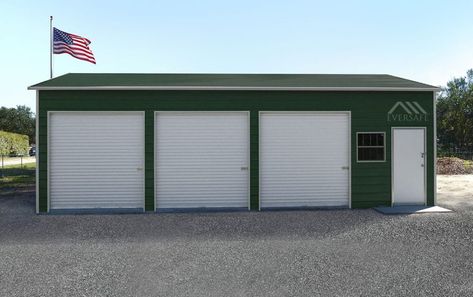 3 Car Garage Metal Building, Metal Garage Kits, Morton Building Homes, Barn Pool, Deck Stair Railing, Metal Garage Buildings, Metal Shop Building, Pole Barn Garage, Carport Kits