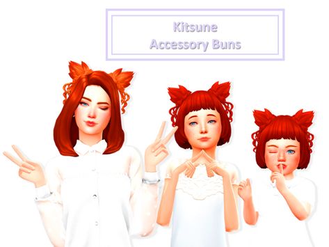 Kitsune Accessory Buns: | Atashi77 på Patreon Pelo Sims, Download Hair, Sims 4 Update, Sims 4 Cas, Hair Strand, Different Hairstyles, Sims 4 Cc, Sims 4 Custom Content, Maxis Match