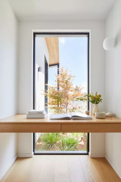 Bedroom Window Desk Ideas, Floating Desk In Front Of Window, Desk On Window, Desk In Window, Desk Against Window, Room Window Decor Ideas, Desk Under Window, Desk By Window, Desk In Front Of Window