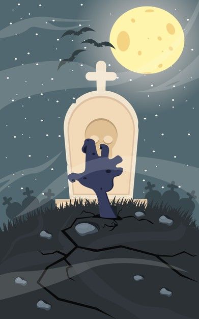 Creepy zombie out of the tombstone Free Vector Illustrator Projects, Castle Dracula, Creepy Zombie, Bat Vector, Game Background Art, City Backdrop, Flat Background, Zombie Art, Zombie Hand