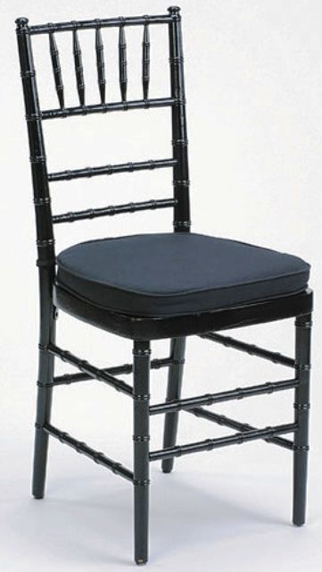 Chiavari Chair Black with Black Cushion Black Wedding Palette, Black Wedding Theme, Table Rentals, Mid Century Office Chair, Restaurant Tables And Chairs, Scandinavian Dining Chairs, Dining Room Table Chairs, Outdoor Lounge Chair Cushions, Event Solutions