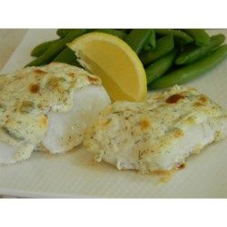 Halibut fillets baked in a creamy sauce with dill and green onions make a perfect dish for dinner parties or any night of the week. Baked Halibut, Halibut Recipes, Baked Fish, Seafood Dinner, Dinner Dishes, Fish Dishes, Seafood Dishes, Perfect Food, Fish Recipes