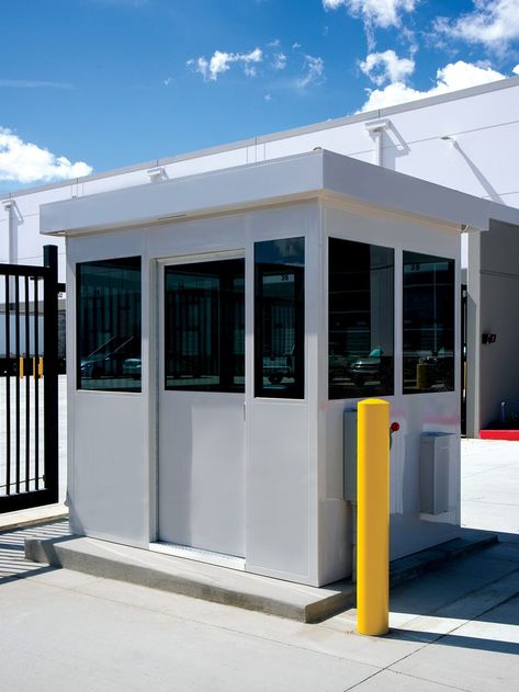 Businesses of all sizes benefit from high-quality security structures, prefabricated guard booths, and parking kiosks. Get a quote from B.I.G. Enterprises now! Guard Booth, Security Booth, Industrial Tile, Industrial Door, Security Guard, Flat Roof, Galvanized Steel, A Quote, High Quality