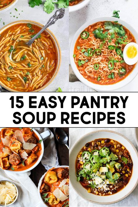 If you need a quick and easy dinner recipe, check out this roundup of 15 easy pantry soup recipes. You can make most of these soup recipes in 30 minutes or less. Pantry Soup, Fast Soup Recipes, Easy Homemade Soups, Easy Healthy Soup, Quick Soup Recipes, Simple Family Meals, Quick Soup, Quick And Easy Soup, Spicy Soup