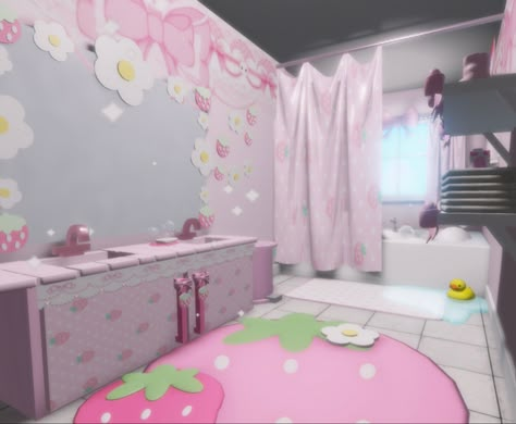 Person who made the game: Millimeterworm Royale High Cutecore, Kawaii Bathroom, High Room Ideas, Adopt Me Small House Ideas, Cute Dorm Ideas, Rh Dorm, Home Roblox, High Room, Rh Design