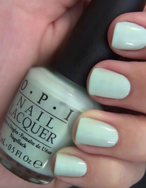 Seafoam Simple Mint Green Nails, Plain Nail Polish Colors, Opi Mint Nail Polish, Pastel Green Nail Polish, Light Mint Blue Nails, Opi Turquoise Nail Polish, Minty Blue Nails, Light Mint Nails, Opi Greens