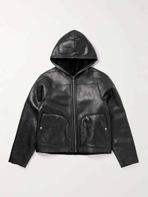 Shop RICK OWENS Reversible Shearling Hooded Jacket, Explore the latest in-season RICK OWENS collection today on MR PORTER Rick Owens Leather Jacket, Sherling Jacket, Rick Owens Collection, Boys Closet, Street Brands, Rick Owens Jacket, Sheepskin Jacket, Concept Clothing, Jacket For Men