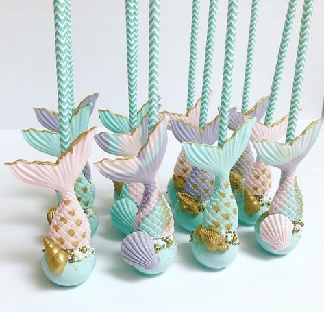 Mermaid Cake Pops, Fondant Unicorn Cake Toppers, Custom Cake Pops, Little Mermaid Cakes, Mermaid Birthday Party Decorations, 1st Birthday Girl Decorations, Cake Pop Decorating, Mermaid Theme Birthday Party, Mermaid Birthday Cakes