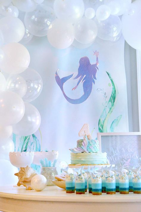 Let's Be Mermaids! | CatchMyParty.com Mermaid Cake Topper, Birthday Mermaid, Mermaid Party, Catch My Party, Party Photos, Party Birthday, 5th Birthday, Cake Topper, Birthday Party Ideas