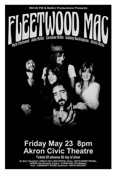 Fleetwood Mac Poster, John Mcvie, Theater Tickets, Poster Room, Concert Poster, Rock Concert, Rock Posters, Fleetwood Mac, Band Posters