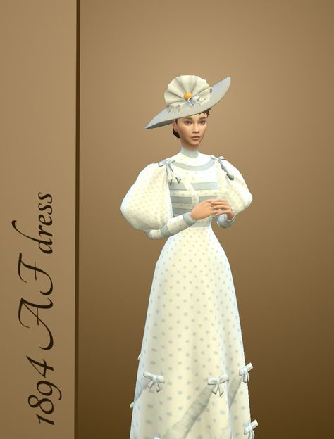 1890 Dress, 1890s Dress, 1900s Dress, Mods Sims 4, Sims 4 Decades Challenge, Sims 4 Challenges, Casas The Sims 4, Sims 4 Dresses, Mod Vintage