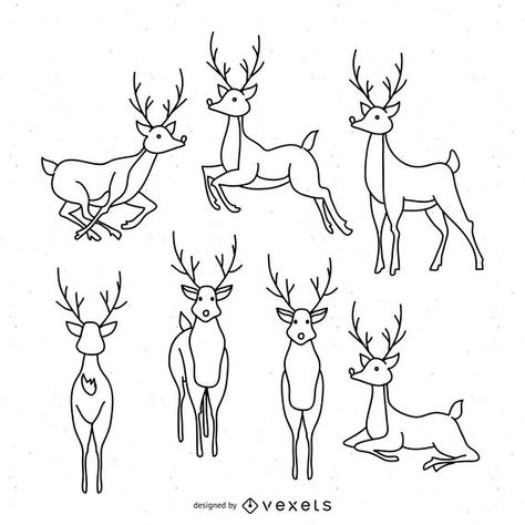 Reindeer illustration set #AD , #AFF, #ad, #set, #illustration, #Reindeer Reindeer Outline, Reindeer Illustration, Reindeer Drawing, Flourish Calligraphy, Redwork Patterns, Deer Cartoon, Animal Outline, Christmas Advent Calendar Diy, Stocking Designs