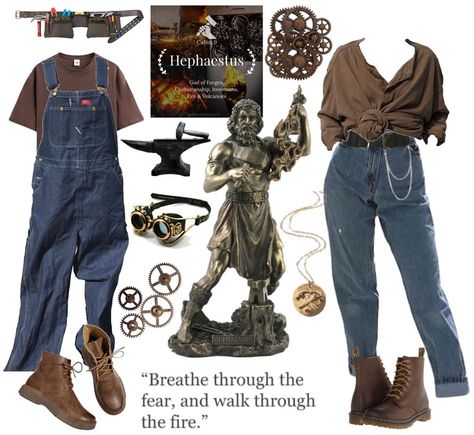 Cabin 9- Hephaestus Outfit | ShopLook Cabin 9 Aesthetic, Blacksmith Aesthetic Outfit, Cabin 3 Outfits, Hephaestus Cabin Aesthetic, Gods Outfits, Cabin 9 Hephaestus, Artemis Cabin Percy Jackson, Hades Cabin Outfit, Hephaestus Aesthetic