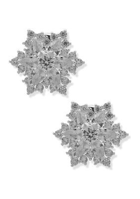 Anne Klein Silver Tone Crystal Snowflake Stone Button Clip Earrings. Let it snow, let it snow, let it snow! Get ready to face the flurries in these crystal snowflake clip earrings from Anne Klein. Crystal Snowflakes, Snowflake Earrings, Button Earrings, Station Necklace, Silver Crystal, Accessories Jewelry Earrings, Clip Earrings, Silver Earrings Studs, Anne Klein