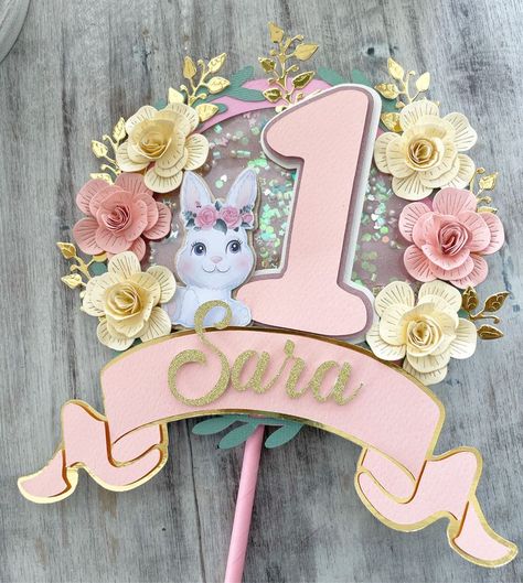 Cake Topper Diy, Bunny Cake Topper, Diy Cake Topper Birthday, Cricut Cake, 3d Cake Toppers, Safari Cakes, Baby Shower Deco, Idee Cricut, Diy Cake Topper