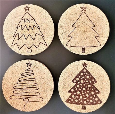 Wooden Christmas Coasters, Trivet Ideas, Coaster Design Ideas, Coasters Holder, Pottery Coasters, Wood Laser Ideas, Company Ideas, Coaster Ideas, Christmas Bazaar