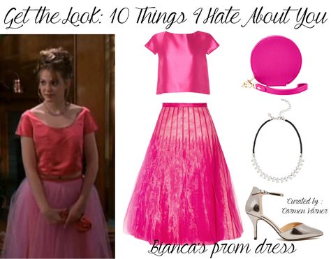 Bianca Prom Dress 10 Things, 10 Things I Hate About You Prom Dress, 10 Things I Hate About You Costume, Long Pink Tulle Skirt, 90's Prom, 90s Items, 90s Prom, 90s Outfits, Bianca Dress