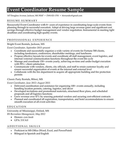 Event Coordinator Resume, Event Planner Resume, Resume Summary, Functional Resume, Online Resume, Event Specialist, Resume Builder, Manager Resume, Job Interview Tips