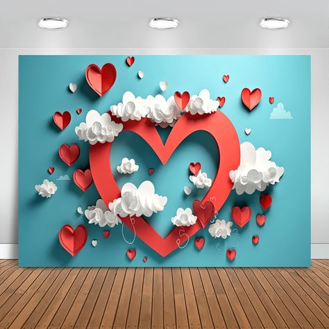 Faster shipping. Better service 90s Valentines, Valentines Day Backdrop, Valentines Backdrop, Valentine Photo Backdrop, Valentines Photo Booth, Valentine Home Decor, Diy Valentinstag, Heart Cloud, Valentine Backdrop