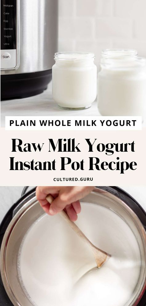 Plain Yogurt Recipes, Yogurt In The Instant Pot, Instant Pot Yogurt Recipe, Goat Milk Yogurt, Homemade Yogurt Recipes, Pasteurized Milk, Diy Yogurt, Instant Pot Yogurt, Gluten Free Milk