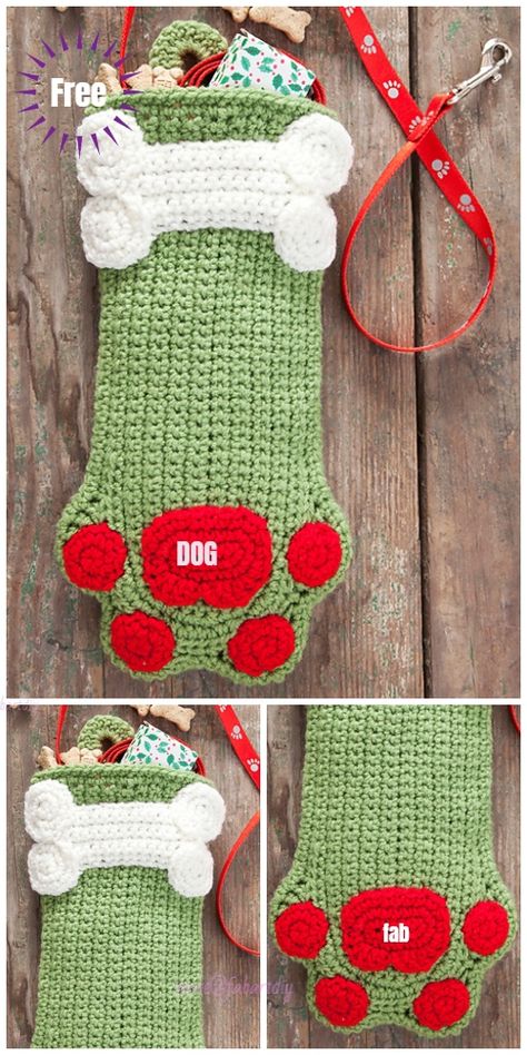 Christmas Crochet Dog Paw Stocking Free Crochet Pattern - Video tutorial Crochet Dog Paw, Crochet Patterns Animal, Paw Stocking, Crocheted Dog, Holiday Crochet Patterns, Crochet Christmas Stocking Pattern, Christmas Stocking Ornament, Christmas Crochet Patterns Free, Crochet Stocking