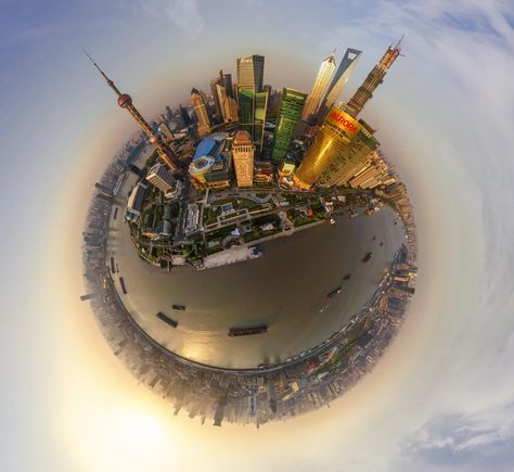 World city panoramas transformed into 360-degree globes  – in pictures Šanghaj, Čína 360 Degree Photography, 360 Pictures, Shanghai Skyline, 360 Photography, Panorama City, Rare Pictures, World Cities, City Landscape, Types Of Photography