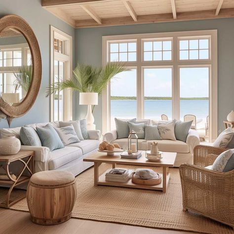 Breezy Palettes for Coastal Inspired Living Spaces • 333+ Images • [ArtFacade] Beach House Living Room, Beach House Interior Design, Beach Necessities, Coastal Interiors Design, Baby Beach, Coastal Living Rooms, Kids Beach, Beach House Interior, Beach Hacks