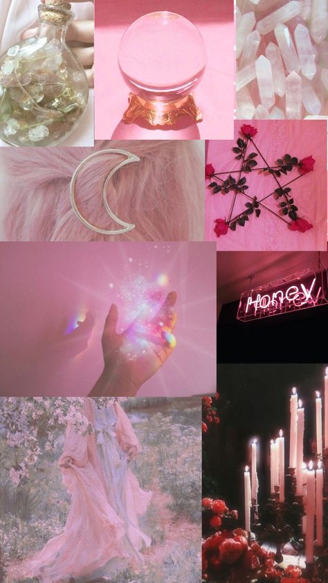 Pastel Witch Aesthetic Wallpaper, Y2k Witch Aesthetic, Pastel Pink Witch Aesthetic, Pink Witchy Aesthetic, Girly Witch Aesthetic, Pink Witch Wallpaper, Pink Witch Aesthetic Wallpaper, Bubblegum Witch Aesthetic, Pink Magic Aesthetic