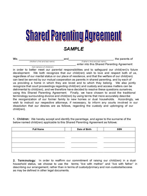 Free Joint Custody Agreement Template Custody Agreement Template, Parenting Agreement, Parenting Plan Custody, Separation Agreement Template, Parallel Parenting, Custody Agreement, Estimate Template, Family Law Attorney, Travel Brochure Template