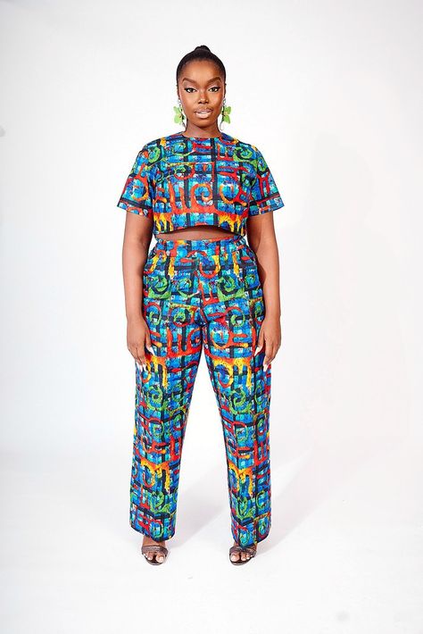 Trouser With Crop Top, African Clothing Stores, African Print Pants, Crop Top Set, Ankara Fabric, African Dresses, Print Pants, African Dresses For Women, Print Crop Tops