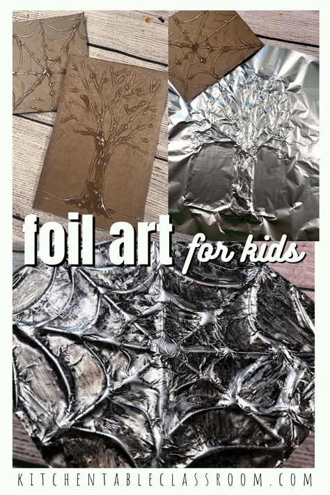 Foil & Shoe Polish - The Kitchen Table Classroom Tinfoil Craft, Concrete Mix Design, Line Quality, Simple Subject, Senior Activities, Marker Paper, Polish Art, School Glue, Simple Line Drawings