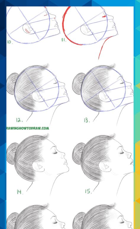 Face From The Side, Steps Drawing, Draw A Face, Drawing Tutorials For Beginners, Easy Drawing Tutorial, Drawing Lesson, Drawing Course, Drawing Heads, Drawing Process