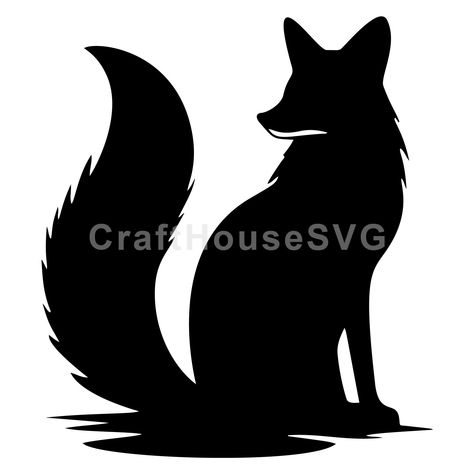 House Silhouette Painting, Animal Silhouette Art, Fox Sitting, Fox Silhouette, House Silhouette, Making Stickers, Bear Silhouette, Deer Silhouette, Free Silhouette