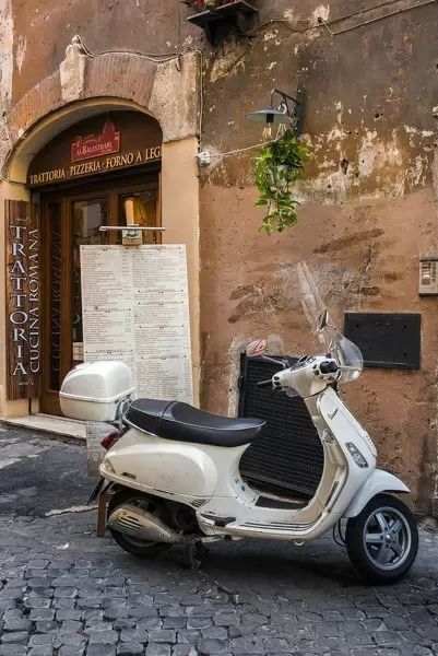 Italian Vespa, Cobblestone Street, Italy City, Lazio Italy, Central Italy, Vespa Scooter, Vespa Scooters, Italy Aesthetic, Poster Size Prints