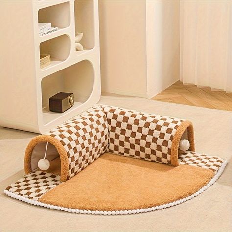 Faster shipping. Better service Basket Dog Bed, Dog House Bed, Dog Basket, Pet Supplies & Accessories, Cat Tunnel, Cat Mat, House Bed, Cat Shelter, Brown Plaid