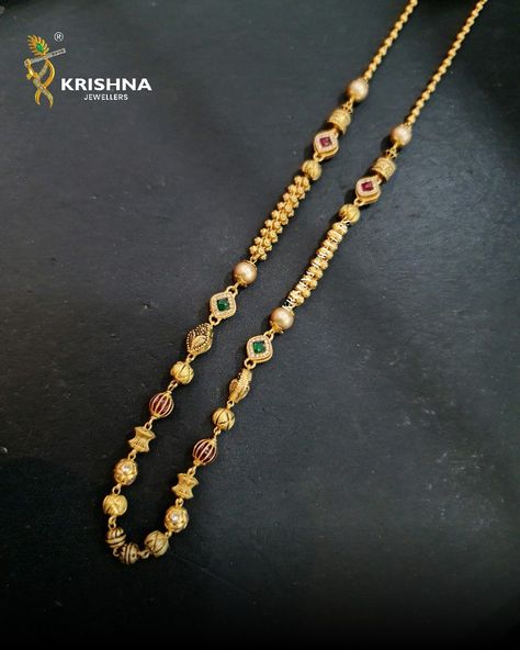 Simple Beads Chains Gold, Antique Mala Gold, Gold Pandel Set Design, Dokiya Design Gold New, Gold Mala Designs, Gold Beads Mala, Delicate Gold Jewelry, Antique Necklaces Design, Black Beads Mangalsutra Design