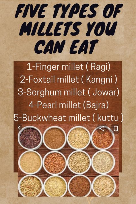 Millets are coarse grains. This contains proteins, iron , vitamins, milnerals ,fibers . Millets consumption reduces the blood sugar and many chronic types of diseases .This can take in your breakfast, lunch and in dinner also . Millets are rich source of antioxidants. You should slowly add any milltes in your diet to give some adjusting time to your digestive system .Too much of millets can cause constipation and stomach bloating .So we should eat millets in right quantity. Types Of Millets, Millet Benefits, How To Cook Millet, Millet Recipe, Iron Vitamins, Indian Baby Food Recipes, Chart School, Dark Chocolate Benefits, Chocolate Benefits