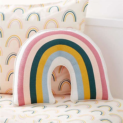 Kids' Decorative Accents | Crate & Kids Rainbow Themed Room, Light Blue Embroidery, Rainbow Bedding, Kids Throw Pillows, Rainbow Pillow, Modern Rainbow, Rainbow Room, Preppy Room Decor, Rainbow Baby Shower