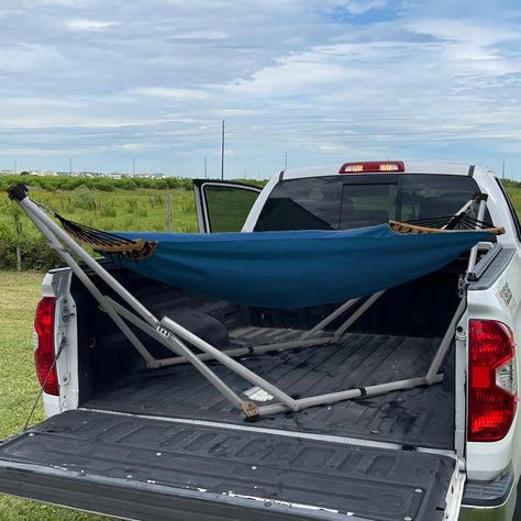 Transform your truck bed into a mobile oasis and take 'road trips' to a whole new level of leisure. #TranquilloOnTheGo #TruckBedRetreat #MobileRelaxation #HammockHack #canvashammock #tranquillohammock Rv Restoration, Truck Bed, Getting Cozy, Road Trips, Hammock, Oasis, Rv, Road Trip, Trucks