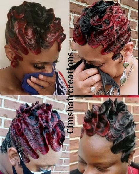 CimshairCreations (@cimshairscreations) • Instagram photos and videos Hair Crunches, Waves Hairstyle For Women, Finger Waves Natural Hair, Finger Waves Tutorial, Black Hair Quick Weave, 2023 Pixie, Bangs Extensions, Finger Waves Short Hair, Quick Weaves