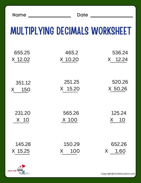 Long Multiplication, Decimal Multiplication, English Grammar Pdf, Math Multiplication Worksheets, Multiplying Decimals, Powers Of 10, Decimals Worksheets, Math Practice Worksheets, Physics Formulas