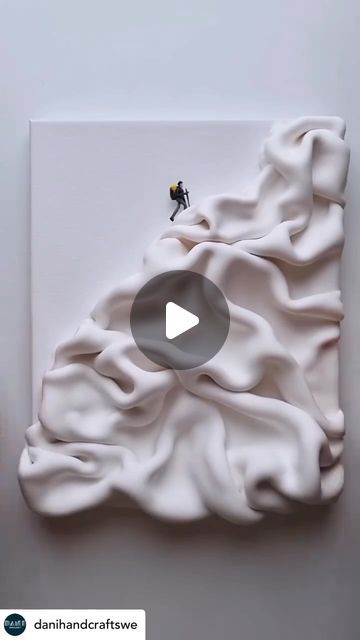 British Polymer Clay Guild on Instagram: "@danihandcraftswe is our new obsession 🤩 Clay looks like thick fabric drapes. 🤍 “To the top ☁️ Clay Artwork” . . . #hiking #mountain #abstractart #clayart #artistsoninstagram #sculptureart #miniature #polymerclay #draping #canvas#art #handmade #create #skiing" Mountain Clay Sculpture, Polymer Clay On Canvas, Polymer Techniques, Clay Artwork, Ap Portfolio, New Obsession, Thick Fabric, Polymer Clay Tutorial, Clay Tutorials