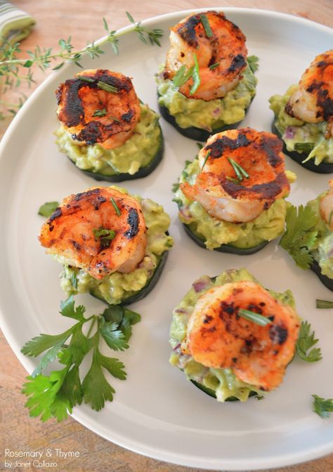 summer entertaining, easy recipes, appetizers, tapas, finger food, shrimp, cucumber, guacamole, recipes, summer, no-fuss recipes, cocktail party, party, avocado, blackened shrimp, seafood Blackened Shrimp, Shrimp Avocado, Summer Entertaining, Avocado Egg, Rosemary, Guacamole, Finger Foods, Cucumber, Food Lover