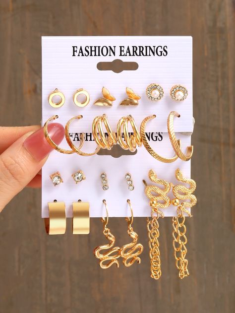 Elegant Punk, قلادات متدلية, Earrings Snake, Butterfly Decor, Color Earrings, Punk Vintage, Jewelry Earring, Butterfly Decorations, Gold Earrings Designs